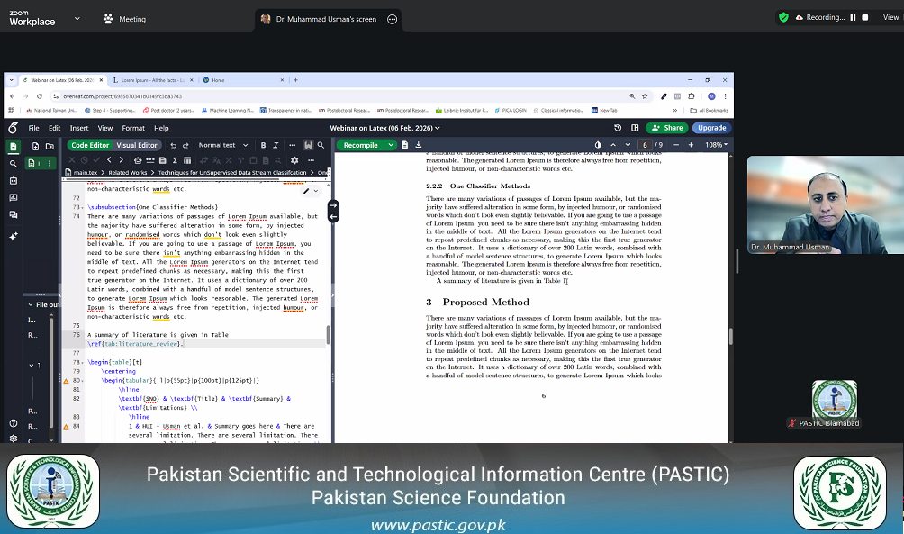 PASTIC National Center Hosts Webinar on “Research / Scientific Paper Writing With LaTeX – Most Widely Used Software For Research Writing”